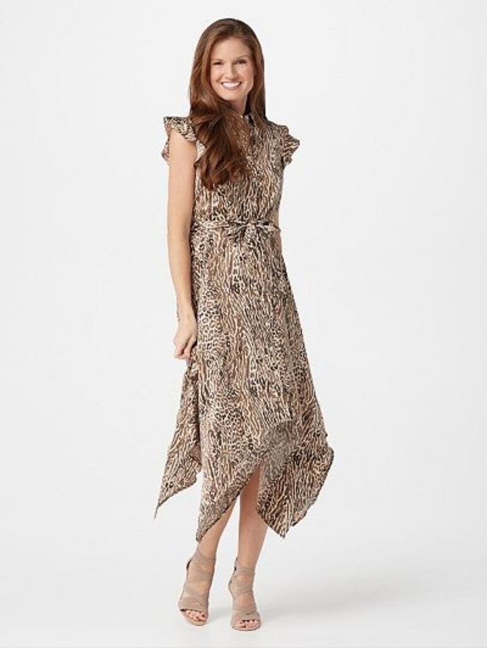 G.I.L.I. Leopard-Print High-Low Handkerchief Hem, botton - Front Asymmetric Hem